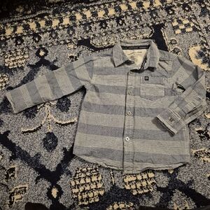 Calvin Klein Boy's Blue Horizontal Striped Long Sleeve Button Down Shirt Size 3T